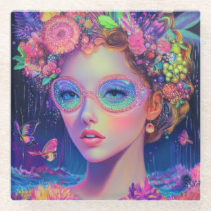 Neon Garden Goddess Glasuntersetzer