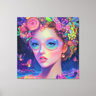 Neon Garden Goddess Leinwanddruck
