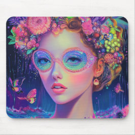 Neon Garden Goddess Mousepad