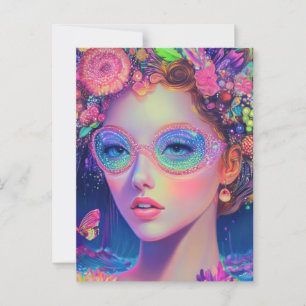 Neon Garden Goddess Postkarte