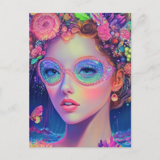 Neon Garden Goddess Postkarte (Vorderseite)