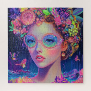 Neon Garden Goddess Puzzle