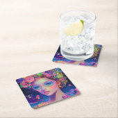 Neon Garden Goddess Rechteckiger Pappuntersetzer (Vor Ort)