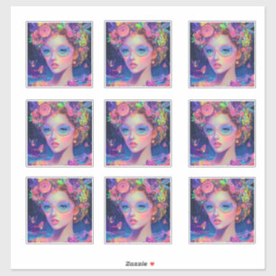 Neon Garden Goddess Sticker