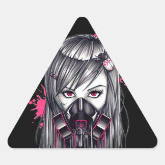 Neon Gas Mask Girl Dreieckiger Aufkleber