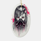 Neon Gas Mask Girl Keramik Ornament (Rechts)