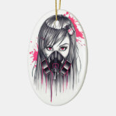 Neon Gas Mask Girl Keramik Ornament (Links)