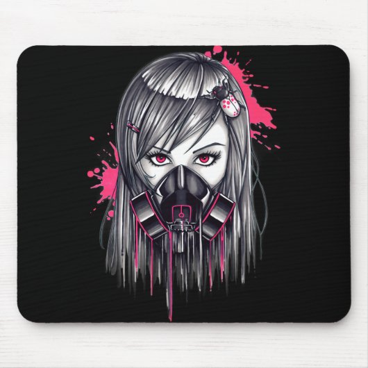 Neon Gas Mask Girl Mousepad (Vorne)