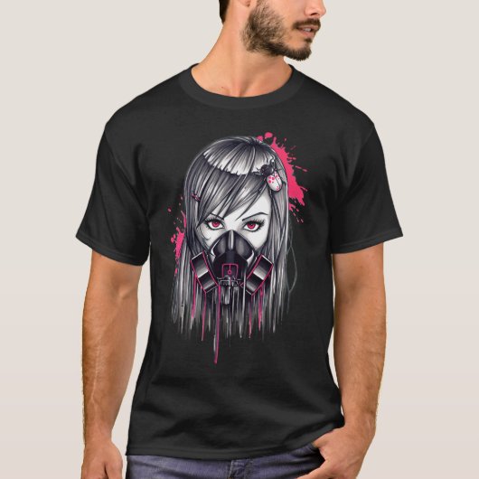 Neon Gas Mask Girl T-Shirt (Vorderseite)