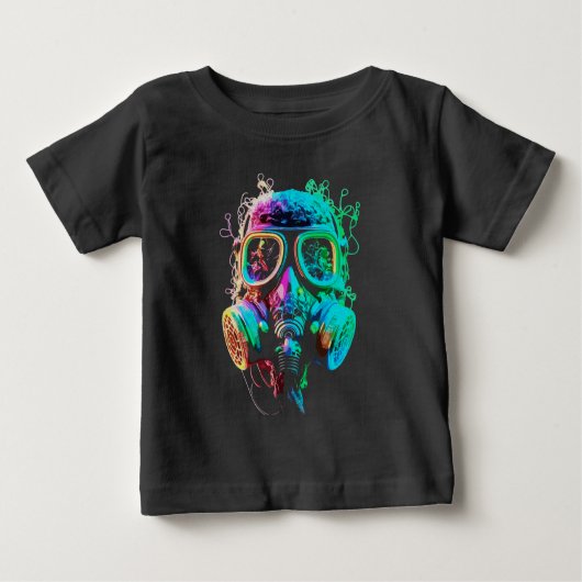 Neon Gas Mask: Vibrant Chaos Art Baby T-shirt (Vorderseite)