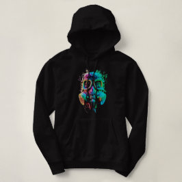Neon Gas Mask: Vibrant Chaos Art Hoodie