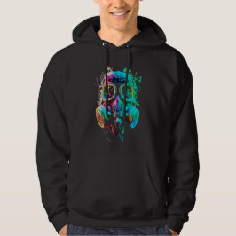 Neon Gas Mask: Vibrant Chaos Art Hoodie