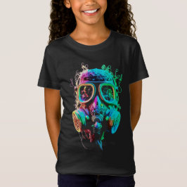 Neon Gas Mask: Vibrant Chaos Art T-Shirt