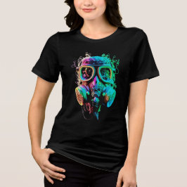 Neon Gas Mask: Vibrant Chaos Art Tri-Blend Shirt