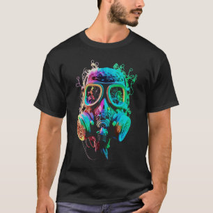 Neon-Gasmaske: Lebendige Chaos-Kunst T-Shirt