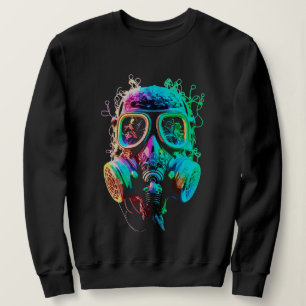 Neon-Gasmaske: Vibrante Chaos-Kunst Sweatshirt