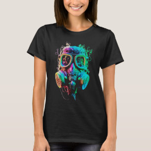 Neon-Gasmaske: Vibrante Chaos-Kunst T-Shirt
