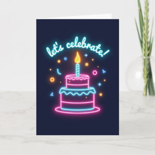 Neon-Geburtstagskarten-Torte Karte