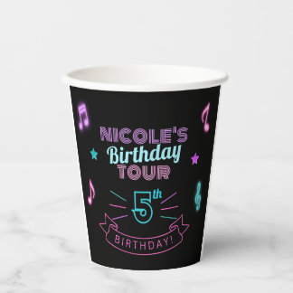 Neon Geburtstagstour Musik Geburtstag Papierbecher