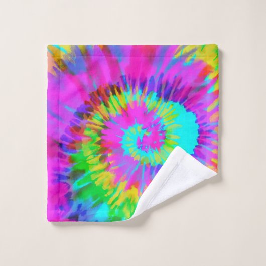 Neon Gefärbte Krawatte Swirl Badhandtuch Set (Waschlappen)