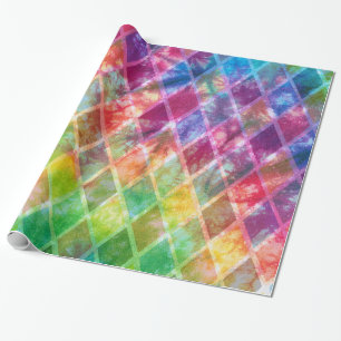 Neon Gefärbte Krawatte Watercolor Harlequin Geschenkpapier