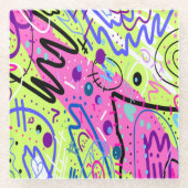 Neon Gefühls Abstrakt Art Glasuntersetzer (Vorderseite)