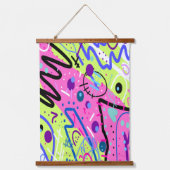 Neon Gefühls Abstrakt Art Wandteppich Mit Holzrahmen (Vorderseite)