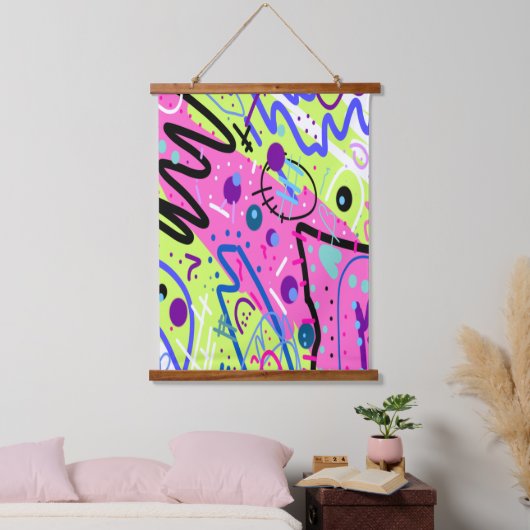 Neon Gefühls Abstrakt Art Wandteppich Mit Holzrahmen (Schlafzimmer)