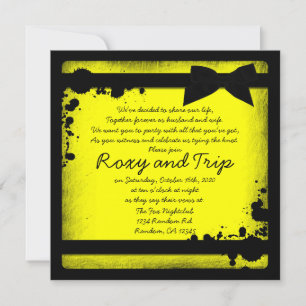 Neon gelb grunge schwarze Band Hochzeit lädt ein Einladung