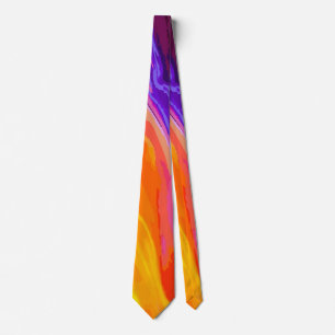 Neon Gelb Orange Blau Abstrakt   Elektrisch Modern Krawatte