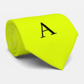 Neon Gelb Retro Monogramm Fluoreszierend Hell Krawatte (Gerollt)