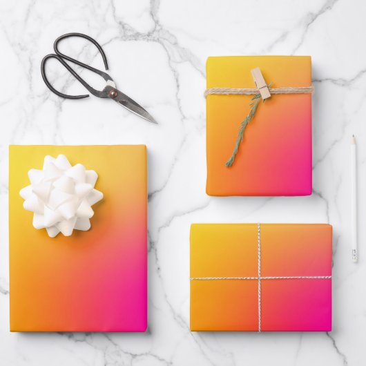 Neon Gelb und Rosa Geschenkpapier Set (Vorderseite)