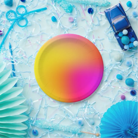Neon Gelb und Rosa Pappteller (Party)