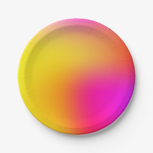 Neon Gelb und Rosa Pappteller (Vorderseite)