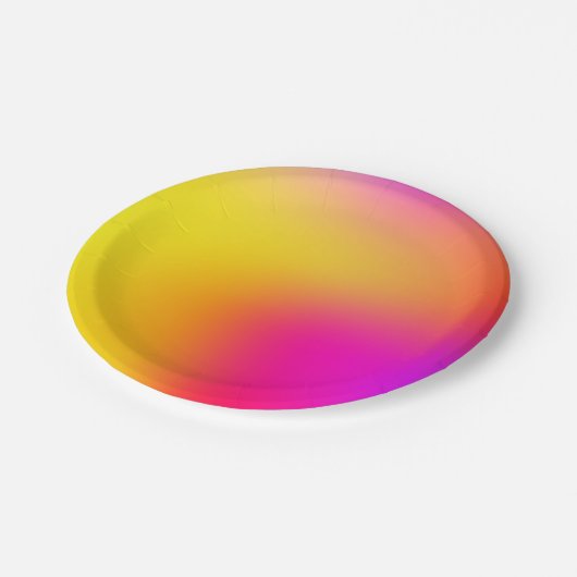 Neon Gelb und Rosa Pappteller (Schrägansicht)