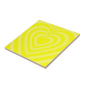 Neon Gelbes Hypnotisches Herz Liebesmuster Fliese (Seite)