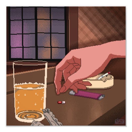 Neon Genesis Evangelion Pixel Art Foto Print (Vorne)