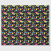 Neon Geo Modern Blast Colorful Geometric Muster Geschenkpapier (Flach)