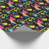 Neon Geo Modern Blast Colorful Geometric Muster Geschenkpapier (Ecke)