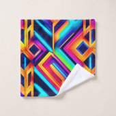 Neon Geometric Abstrakt Art Badhandtuch Set (Waschlappen)