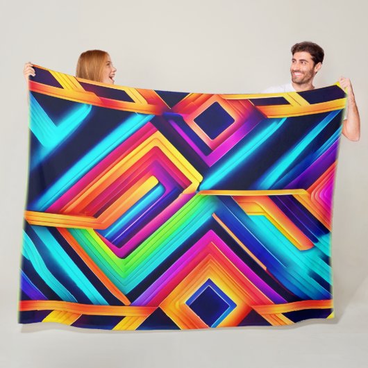 Neon Geometric Abstrakt Art Fleecedecke (Beispiel)