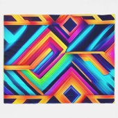 Neon Geometric Abstrakt Art Fleecedecke (Vorderseite (Horizontal))