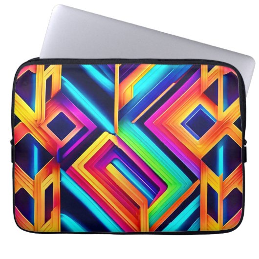 Neon Geometric Abstrakt Art Laptopschutzhülle (Vorderseite)