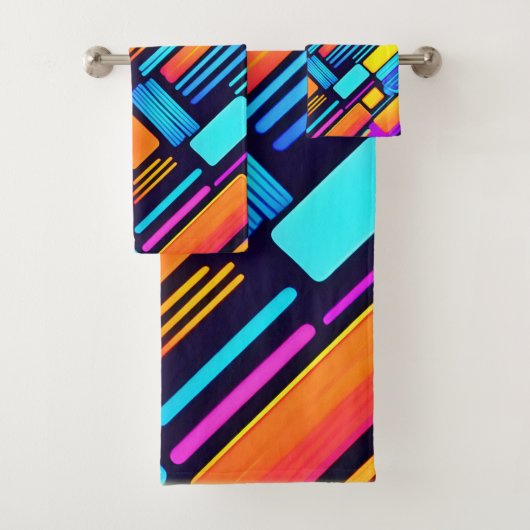 Neon Geometric Abstrakt Badhandtuch Set (Insitu)