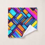 Neon Geometric Abstrakt Badhandtuch Set (Waschlappen)