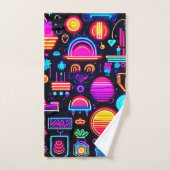 Neon Geometric Abstrakt Badhandtuch Set (Handtuch)
