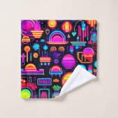 Neon Geometric Abstrakt Badhandtuch Set (Waschlappen)