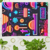 Neon Geometric Abstrakt Geschirrtuch (Gefaltet)