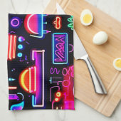 Neon Geometric Abstrakt Geschirrtuch (Viertel Falte)