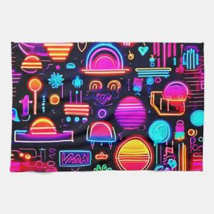 Neon Geometric Abstrakt Geschirrtuch